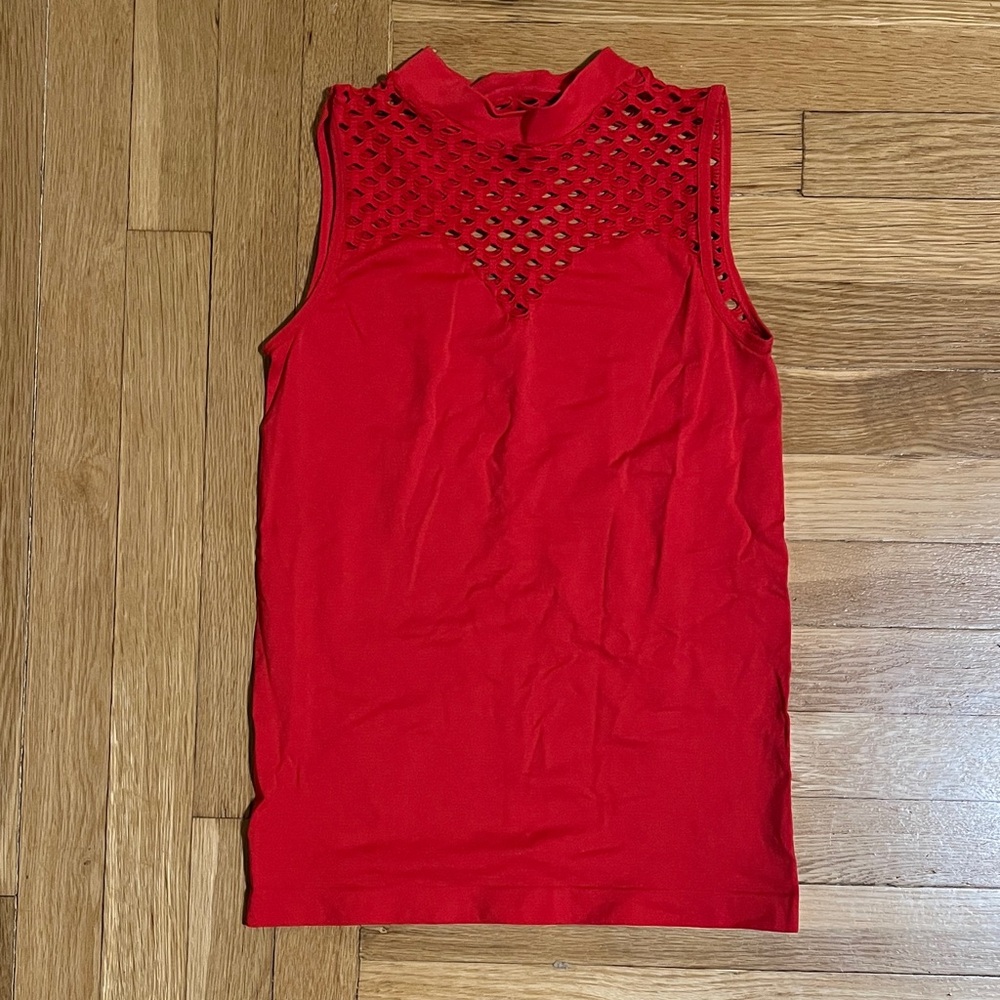 Red Sleeveless cutout Women's Top